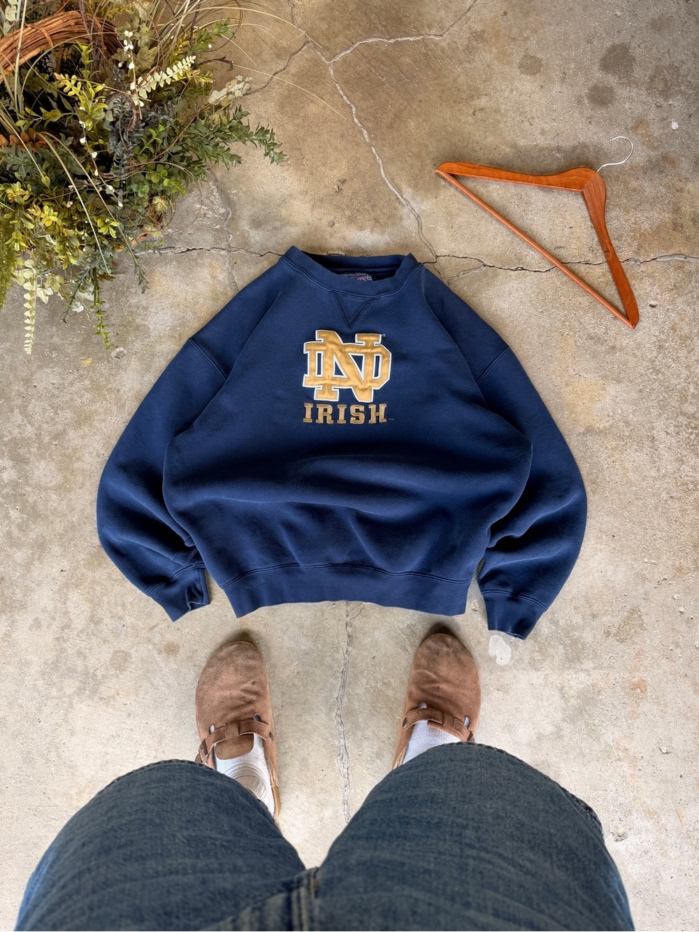 Champs Navy Crewneck with Gold 'ND Irish' Logo